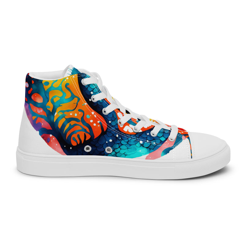 Ocean Wave High Top #75 - Angled View | HA!LO Canvas Sneakers