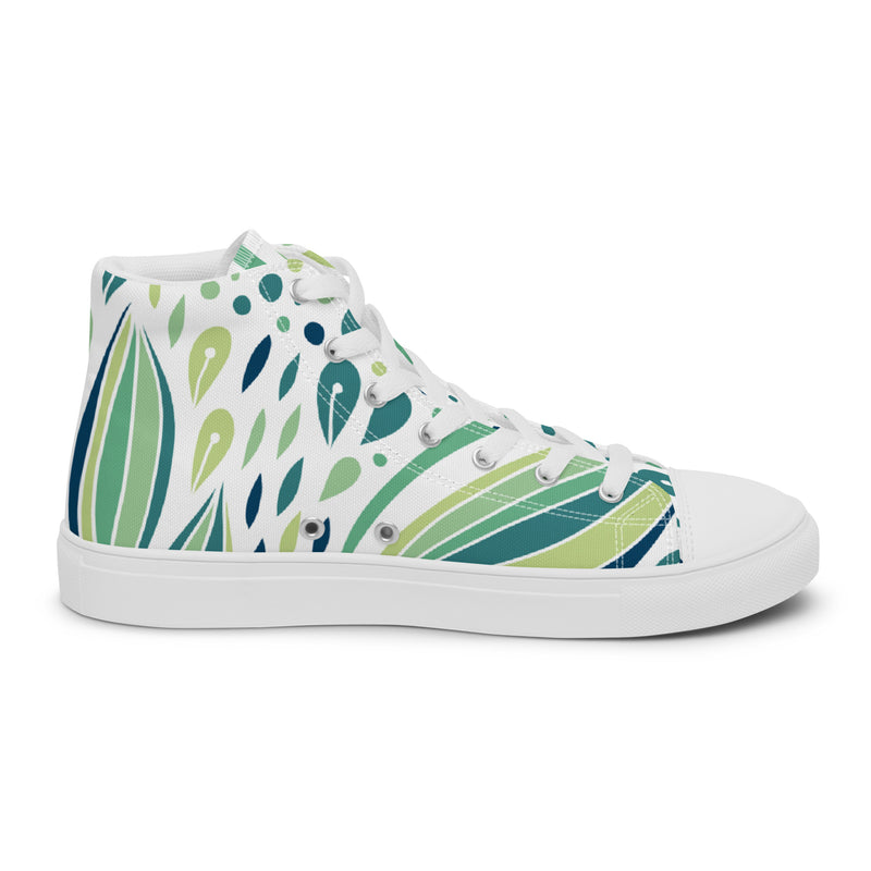 Green Swirl High Top #77 - Angled View | HA!LO Canvas Sneakers