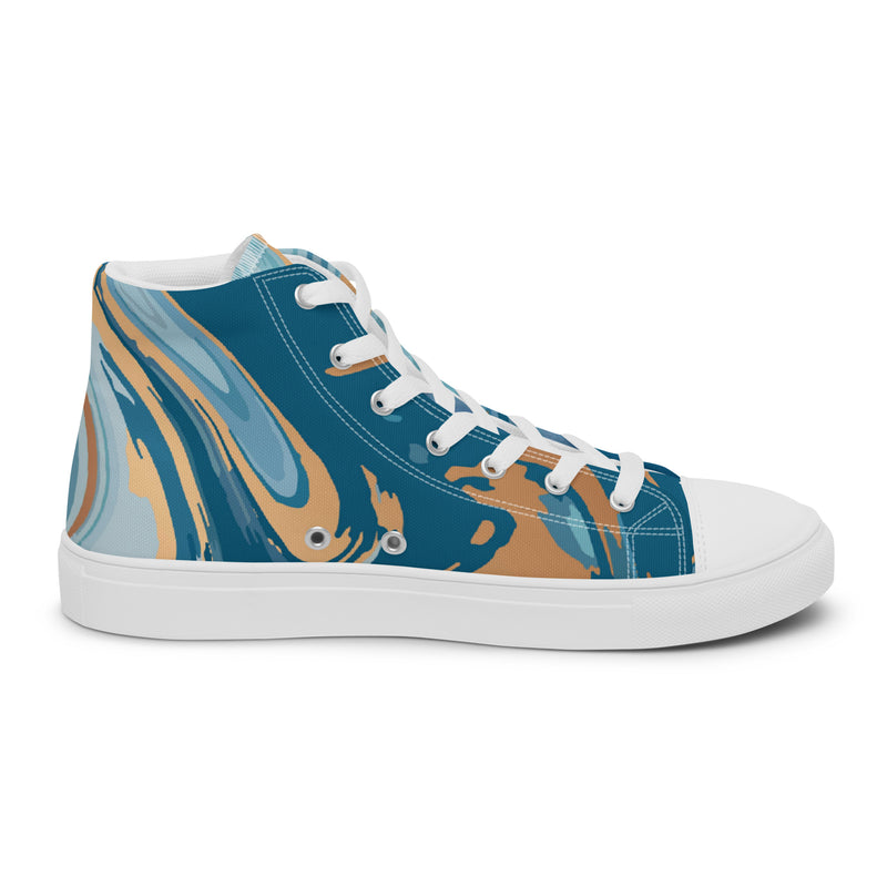 Blue Ocean High Top #82 - Angled View | HA!LO Canvas Sneakers