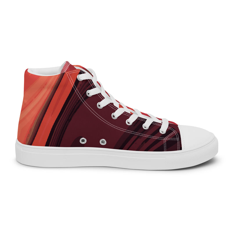 Red Lava High Top #83 - Angled View | HA!LO Canvas Sneakers