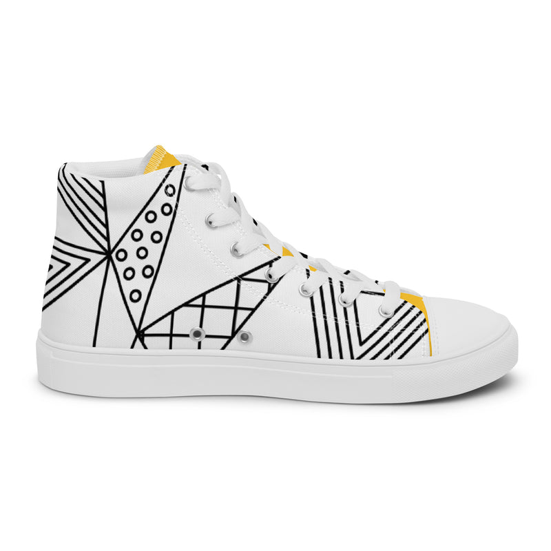 Geometric Line High Top #88 - Angled View | HA!LO Canvas Sneakers