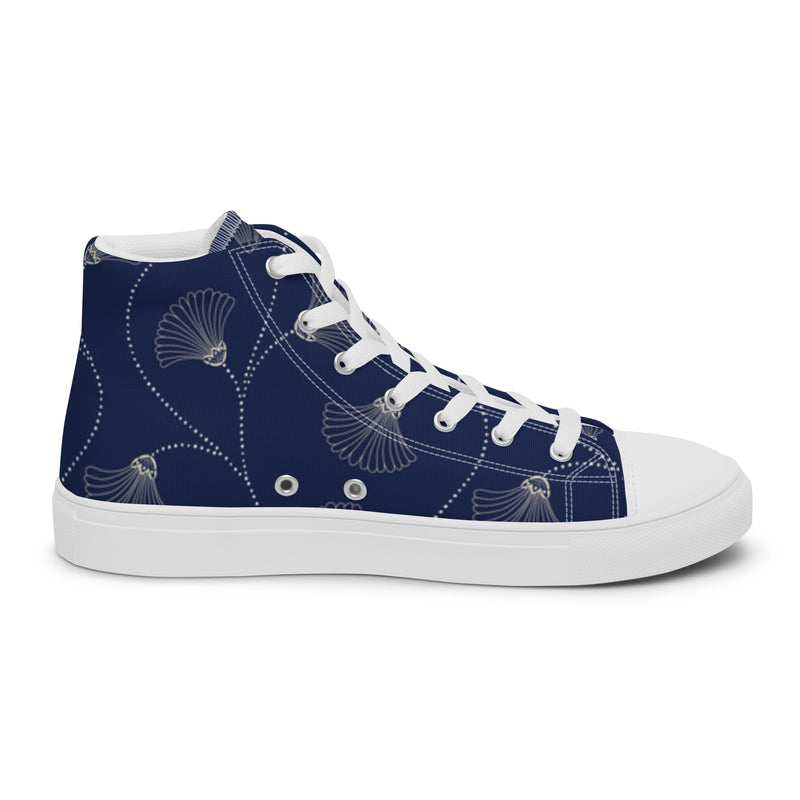 Navy Planet High Top #89 - Angled View | HA!LO Canvas Sneakers
