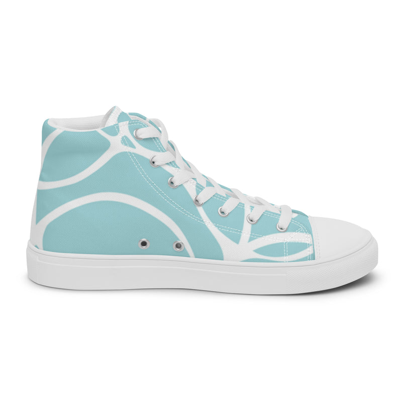 Aqua Mosaic High Top #94 - Angled View | HA!LO Canvas Sneakers