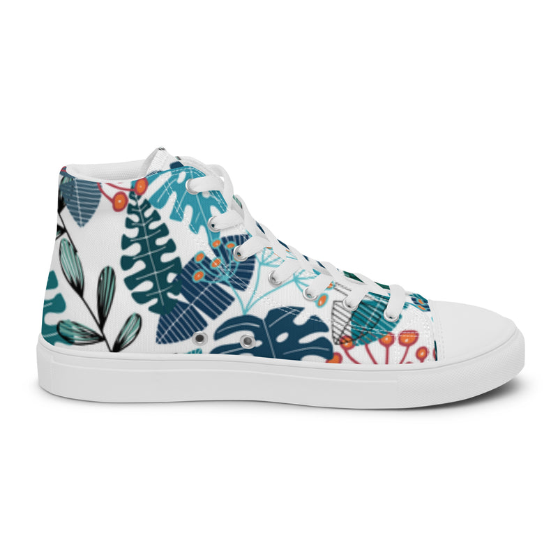 Monstera Palm High Top #96 - Angled View | HA!LO Canvas Sneakers