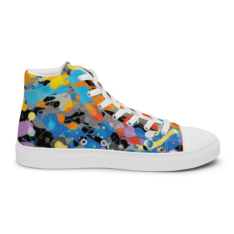 Abstract Collage High Top #102 - Angled View | HA!LO Canvas Sneakers