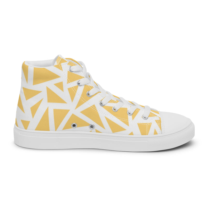 Yellow Triangle High Top #106 - Angled View | HA!LO Canvas Sneakers