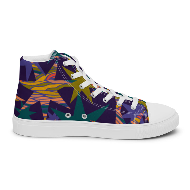 Abstract Tropical High Top #113 - Angled View | HA!LO Canvas Sneakers