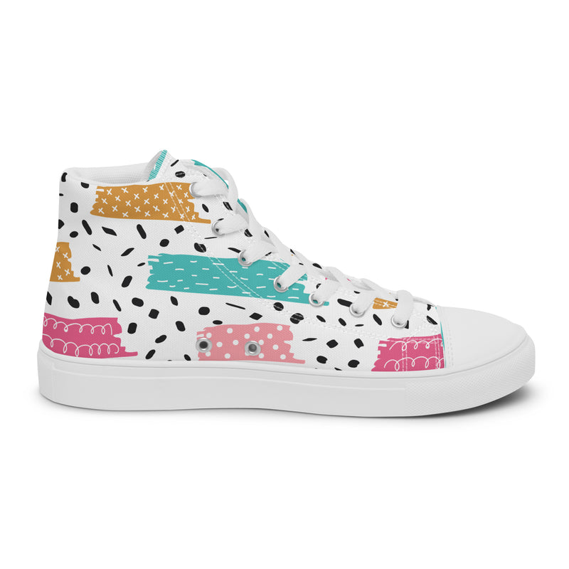 Dalmatian Heart High Top #129 - Angled View | HA!LO Canvas Sneakers