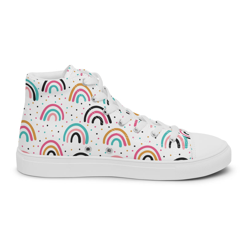 Rainbow Arch High Top #131 - Angled View | HA!LO Canvas Sneakers