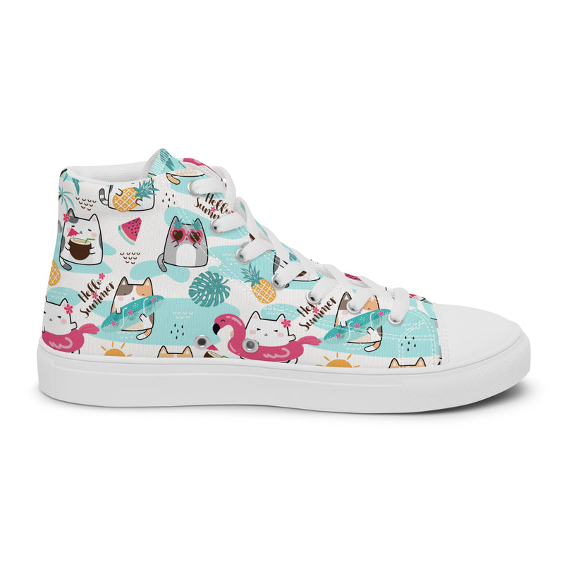 Beach Cat High Top #146 - Angled View | HA!LO Canvas Sneakers