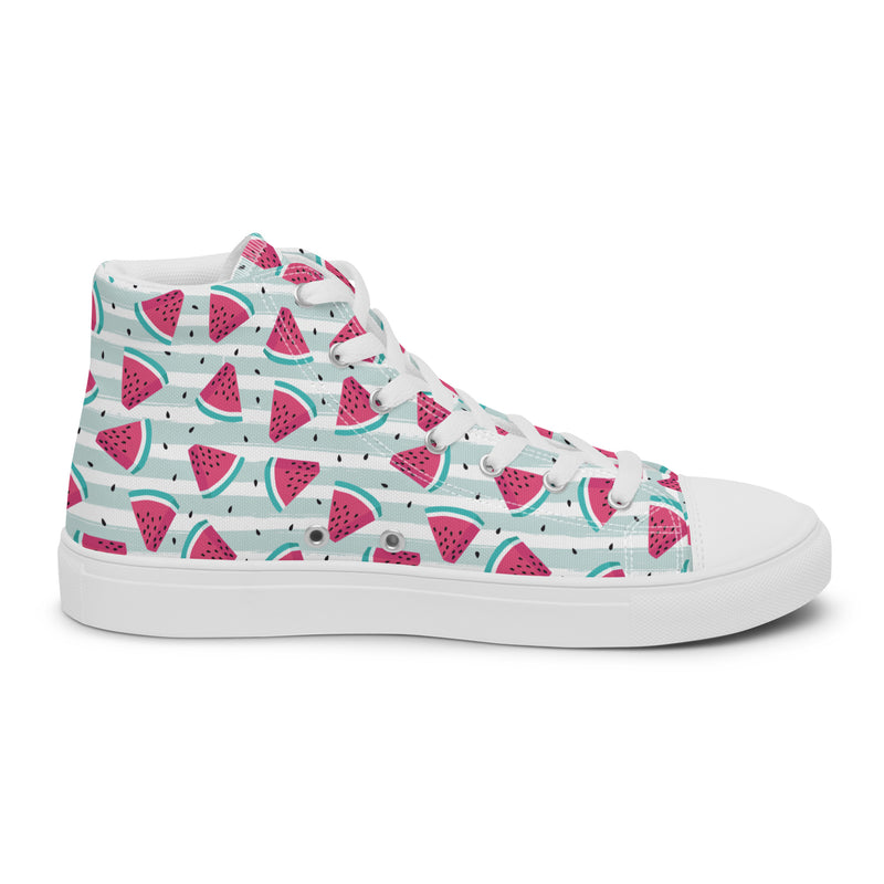 Watermelon Slice High Top #150 - Angled View | HA!LO Canvas Sneakers
