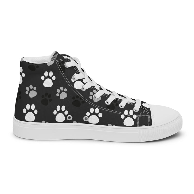 Black Paw High Top #159 - Angled View | HA!LO Canvas Sneakers