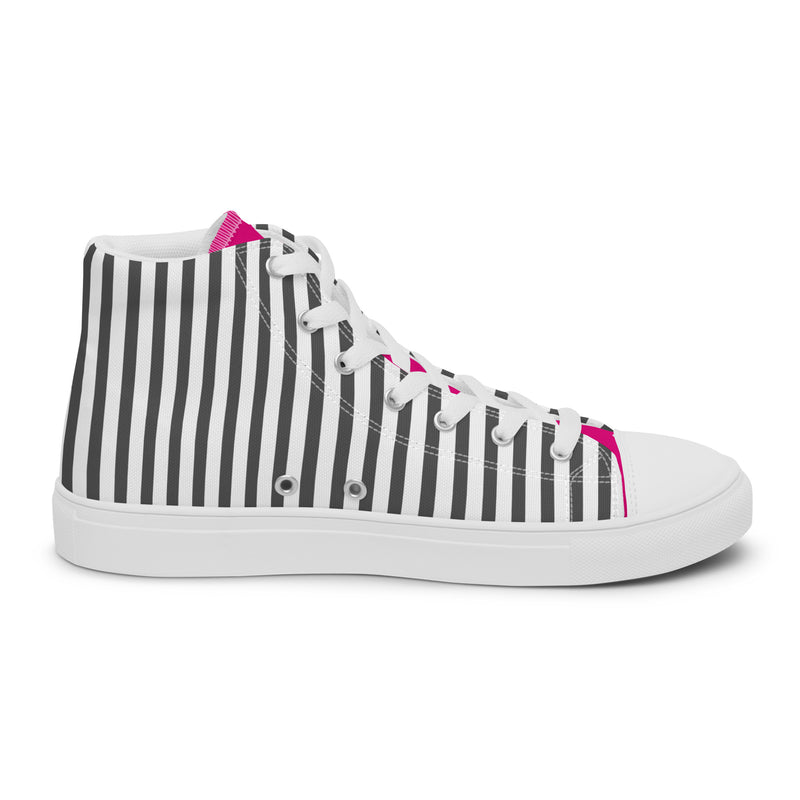 Striped Pinstripe High Top #160 - Angled View | HA!LO Canvas Sneakers