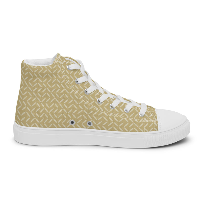 Gold Weave High Top #176 - Angled View | HA!LO Canvas Sneakers