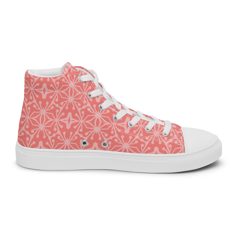 Coral Geometric High Top #180 - Angled View | HA!LO Canvas Sneakers