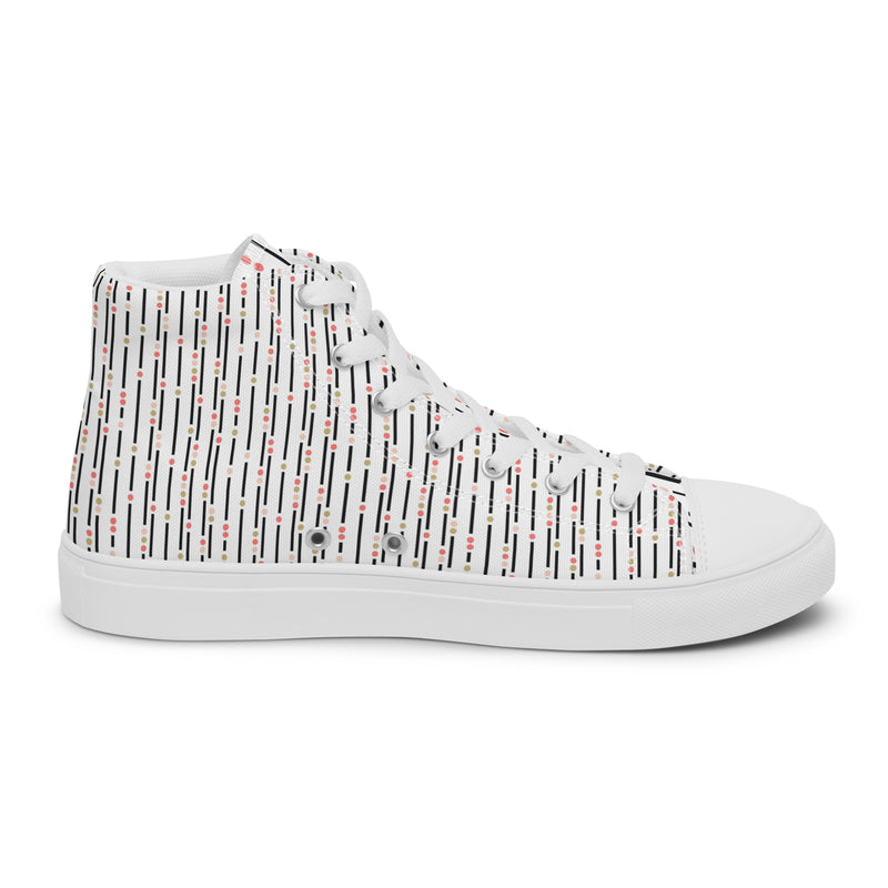 Black Stripe High Top #181 - Angled View | HA!LO Canvas Sneakers
