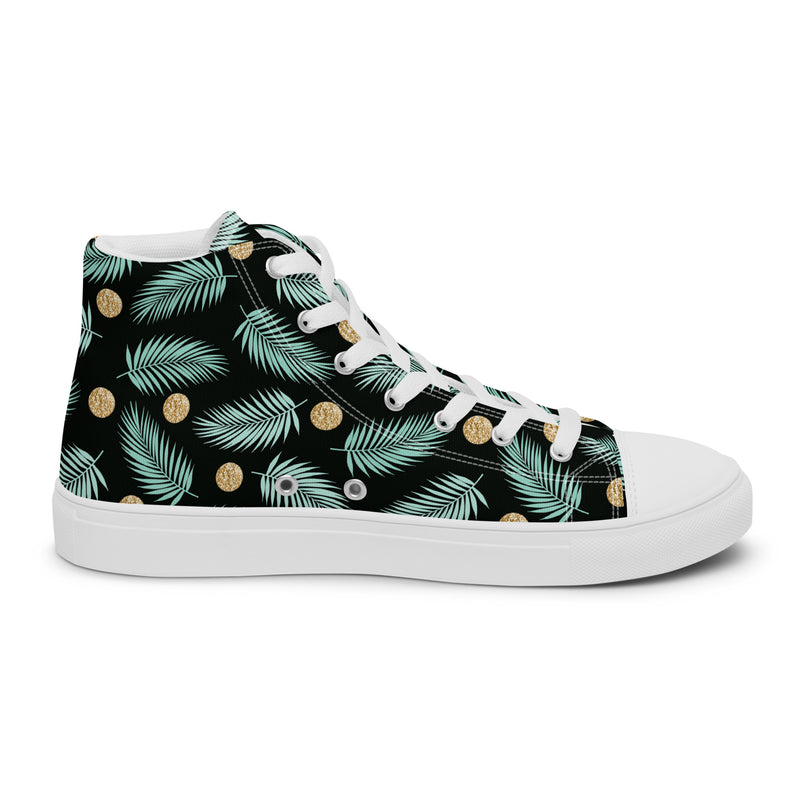 Tropical Palm High Top #184 - Angled View | HA!LO Canvas Sneakers