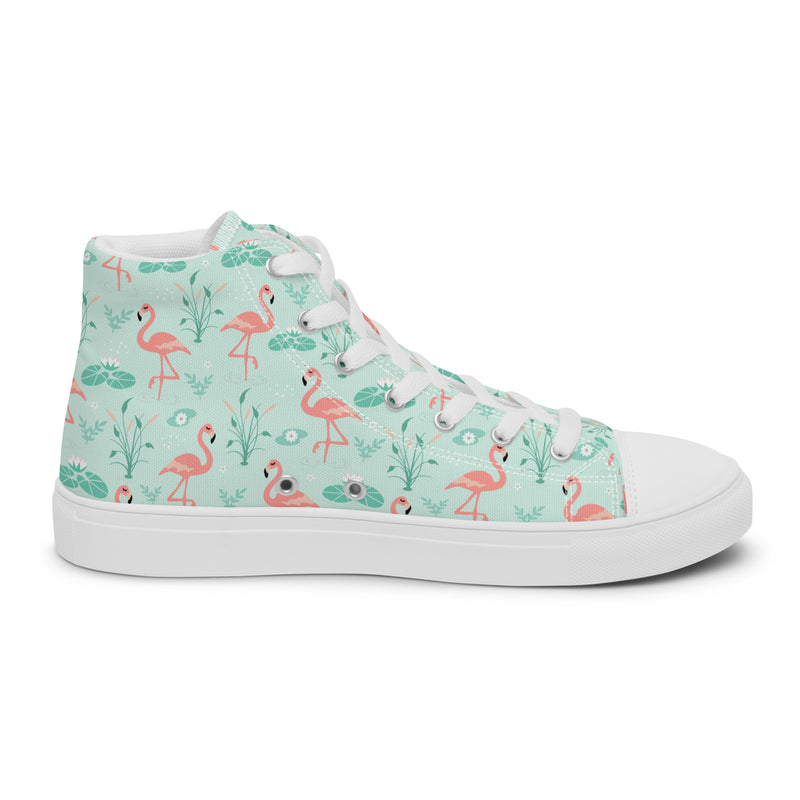 Flamingo Mint High Top #185 - Close Up Detail | HA!LO Canvas Sneakers