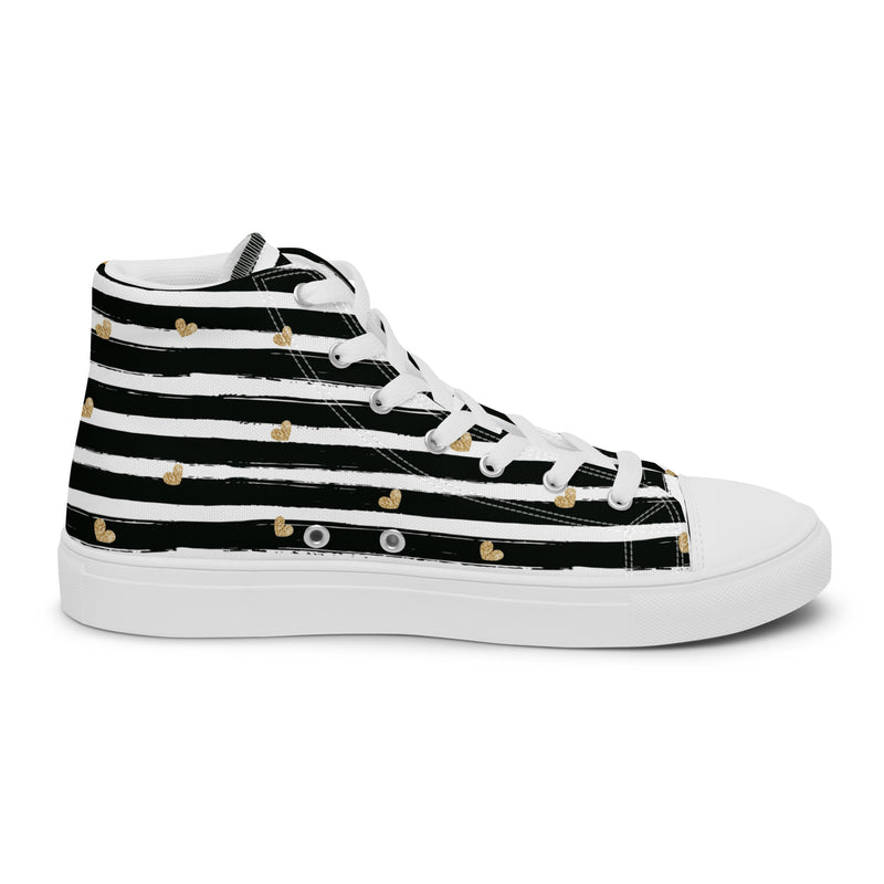 Gold Stripe High Top #187 - Close Up Detail | HA!LO Canvas Sneakers