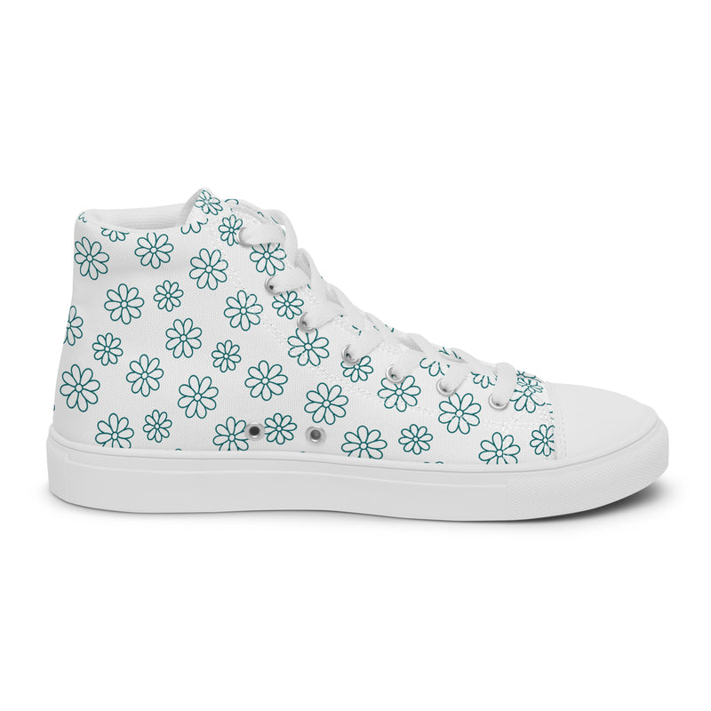 Blue Snowflake High Top #201 - Angled View | HA!LO Canvas Sneakers