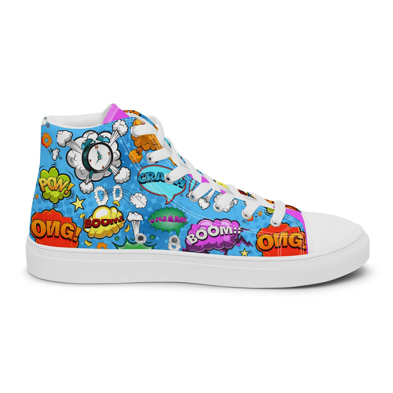 Comic Pop High Top #215 - Angled View | HA!LO Canvas Sneakers