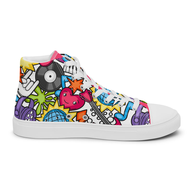 Sugar Skull High Top #218 - Angled View | HA!LO Canvas Sneakers