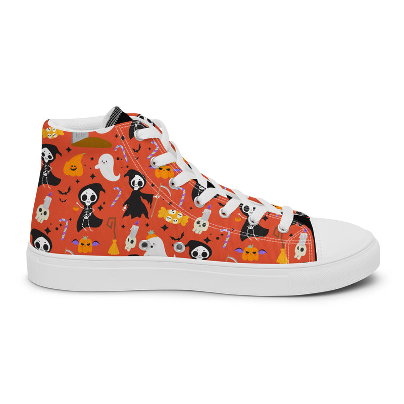 Orange Halloween High Top #232 - Angled View | HA!LO Canvas Sneakers