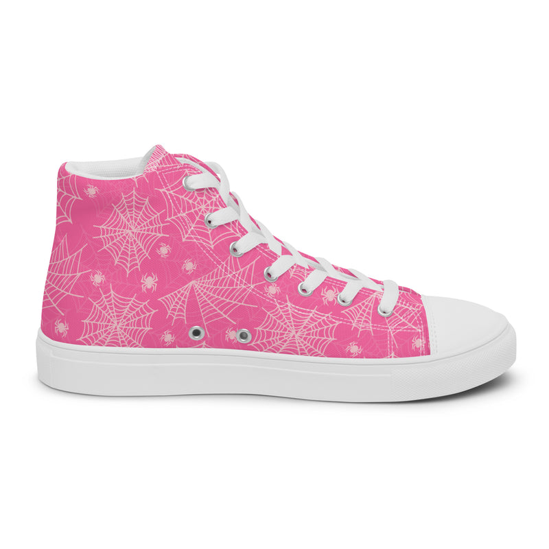 Pink Snowflake High Top #241 - Angled View | HA!LO Canvas Sneakers