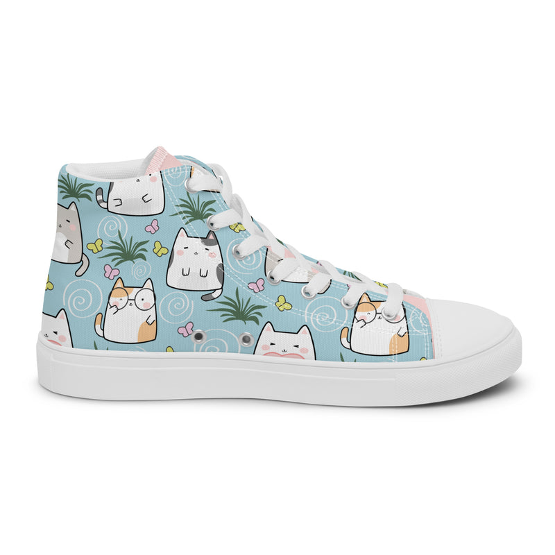 Plant Cat High Top #248 - Angled View | HA!LO Canvas Sneakers