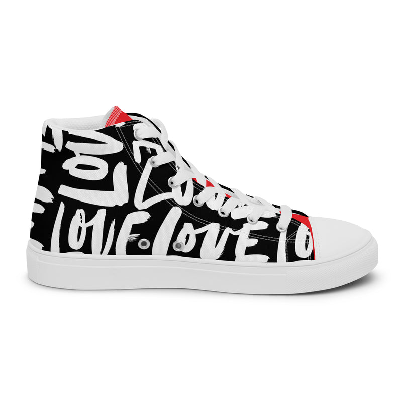 Love Typography High Top #260 - Angled View | HA!LO Canvas Sneakers