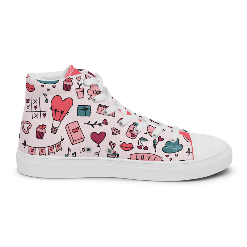 Valentine Doodle High Top #267 - Angled View | HA!LO Canvas Sneakers