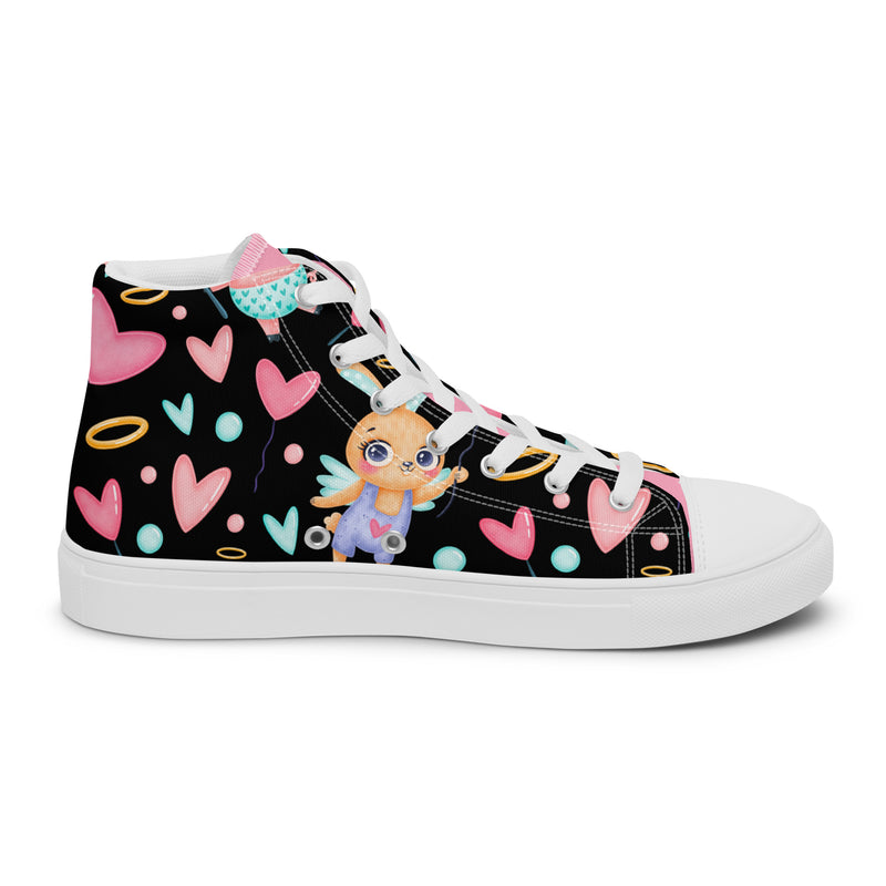 Cupid Heart High Top #268 - Angled View | HA!LO Canvas Sneakers