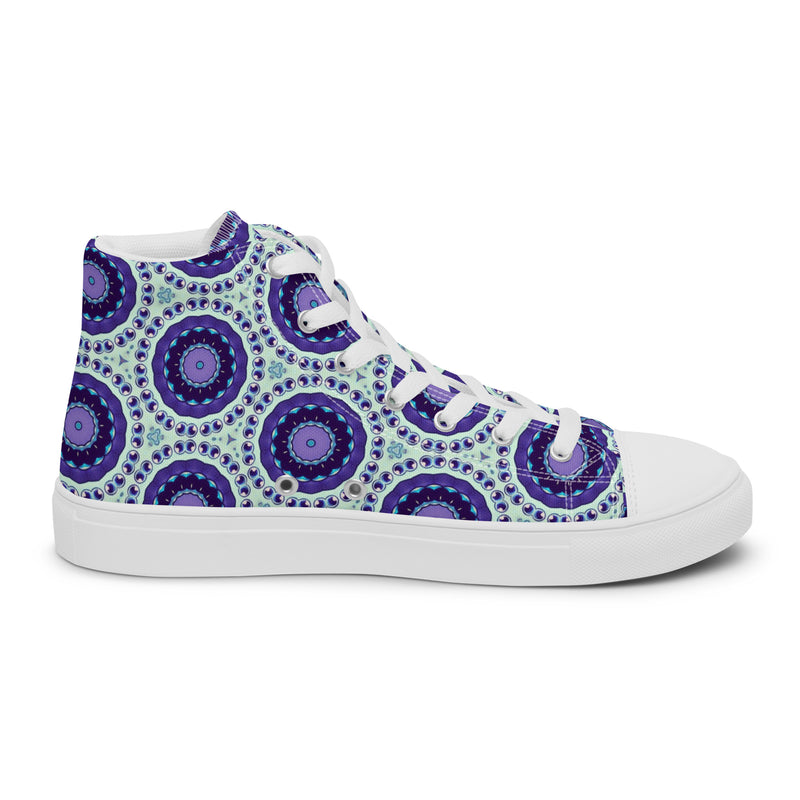 Violet Circle High Top #255 - Angled View | HA!LO Canvas Sneakers