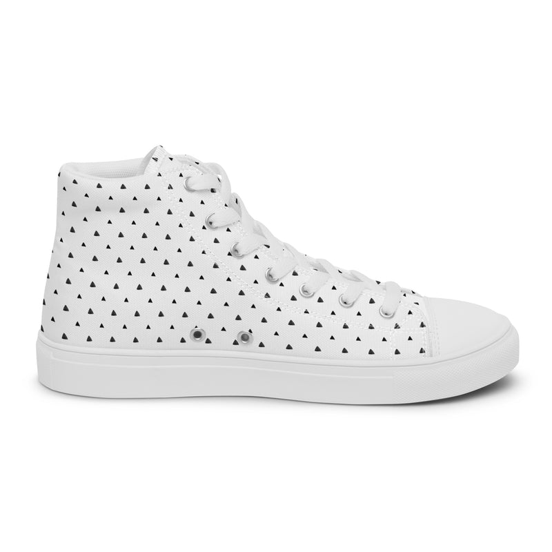 White Polka Dot High Top #281 - Angled View | HA!LO Canvas Sneakers