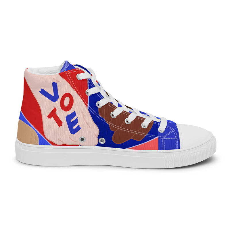 Vote Blue High Top #291 - Angled View | HA!LO Canvas Sneakers