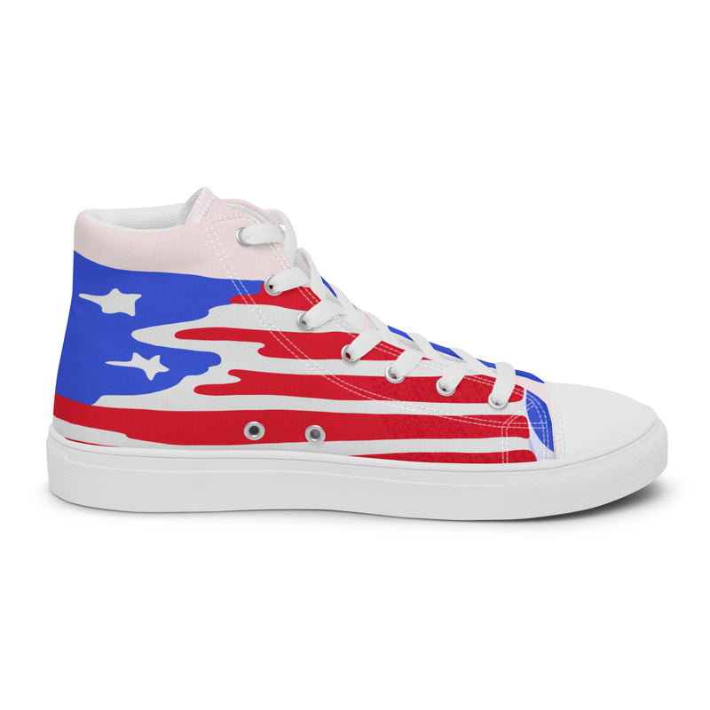 Stars Stripes High Top #292 - Angled View | HA!LO Canvas Sneakers