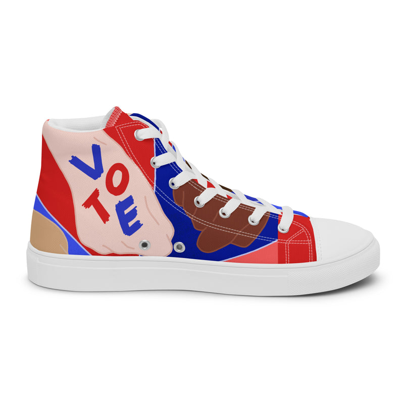 Vote Patriot High Top #295 - Angled View | HA!LO Canvas Sneakers