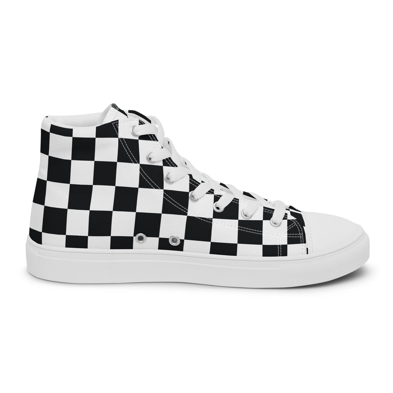 Classic Checker High Top #300 - Angled View | HA!LO Canvas Sneakers