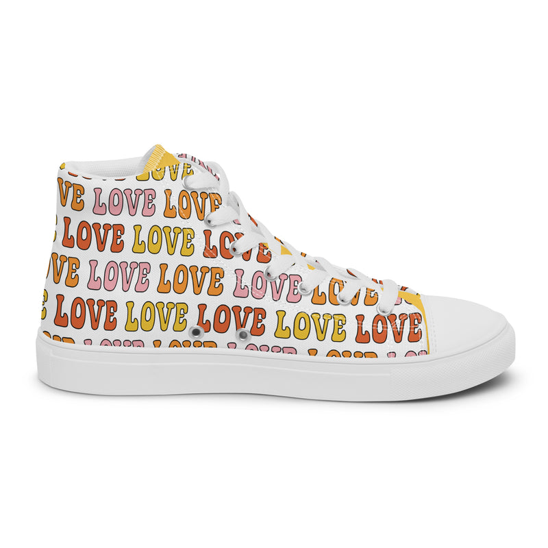 Love Word Art High Top #306 - Angled View | HA!LO Canvas Sneakers