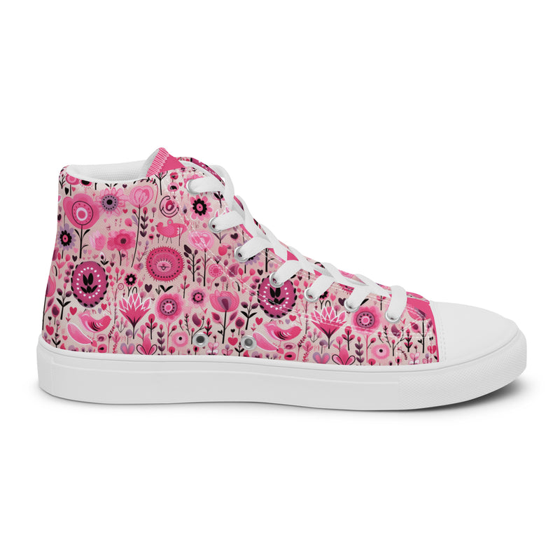Pink Valentine Mix High Top #314 - Front View | HA!LO Canvas Sneakers