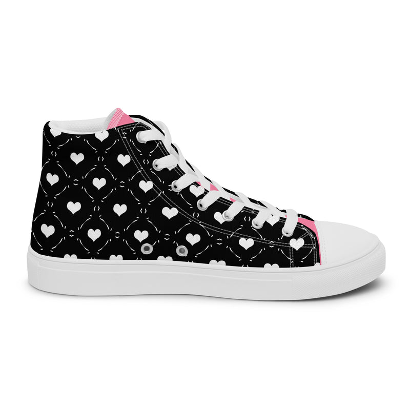 Pink Heart High Top #319 - Back View | HA!LO Canvas Sneakers
