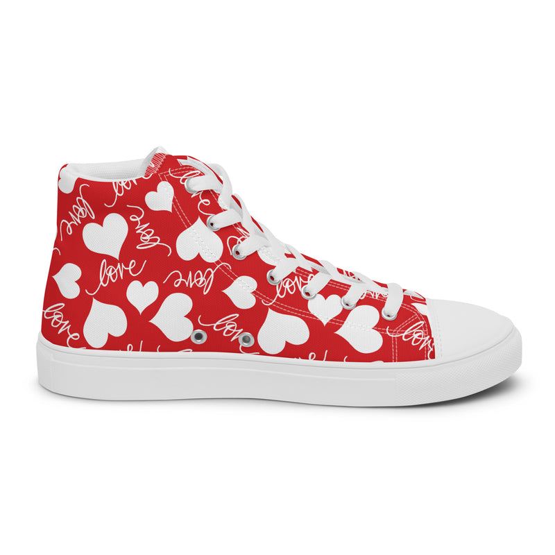 Red Heart High Top #322 - Back View | HA!LO Canvas Sneakers