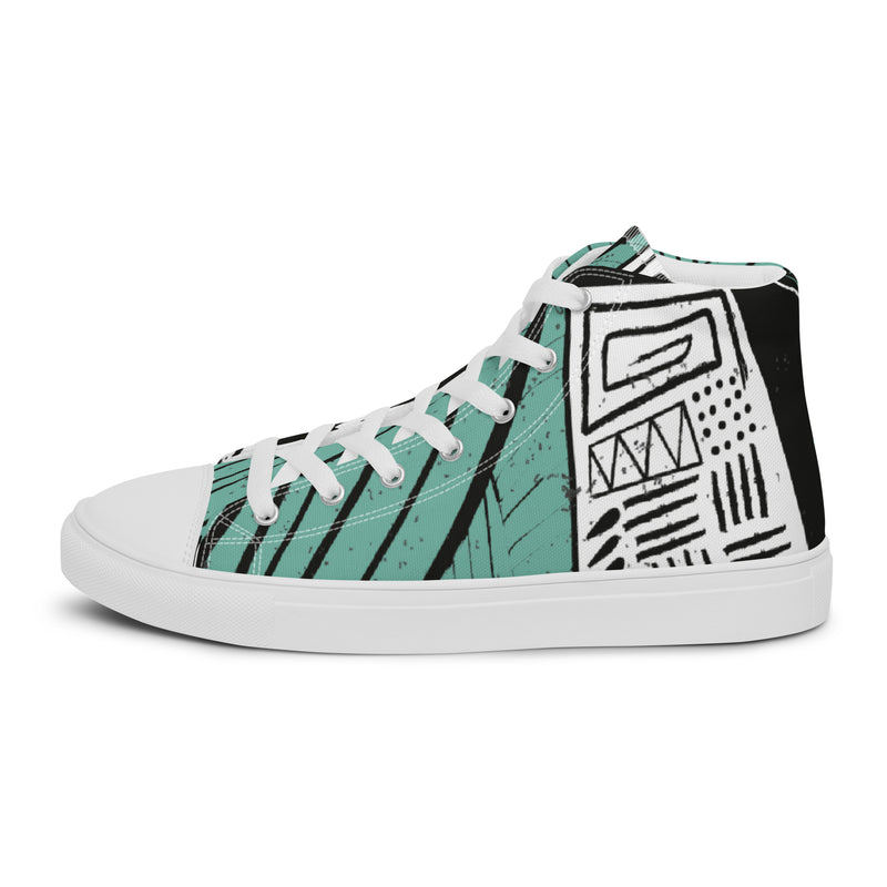 Green Stripe Art High Top #58 - Sole Detail | HA!LO Canvas Sneakers