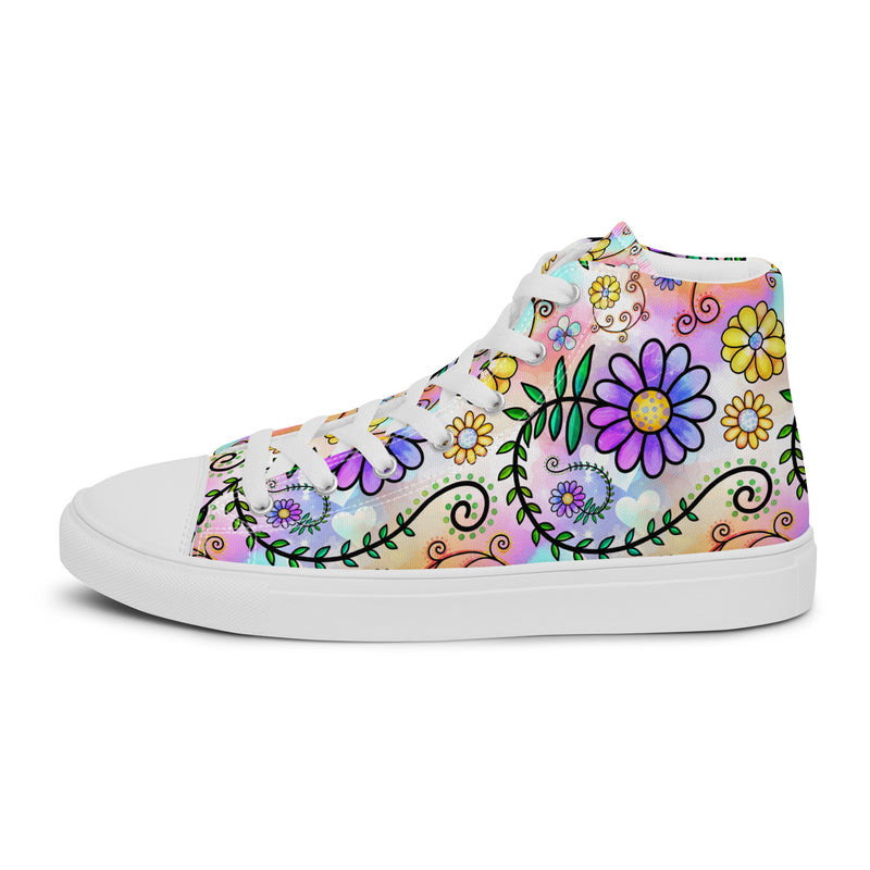 Purple Daisy Garden High Top #151 - Sole Detail | HA!LO Canvas Sneakers