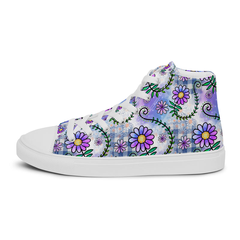 Purple Daisy Doodle High Top #156 - Sole Detail | HA!LO Canvas Sneakers