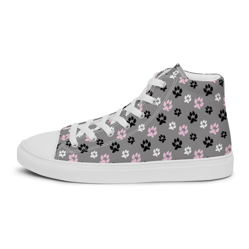 Gray Paw Print High Top #162 - Sole Detail | HA!LO Canvas Sneakers