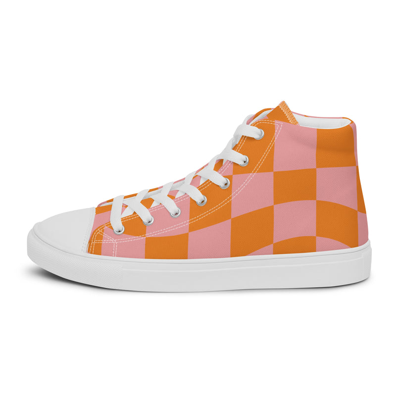 Peach Checker High Top #310 - Sole Detail | HA!LO Canvas Sneakers