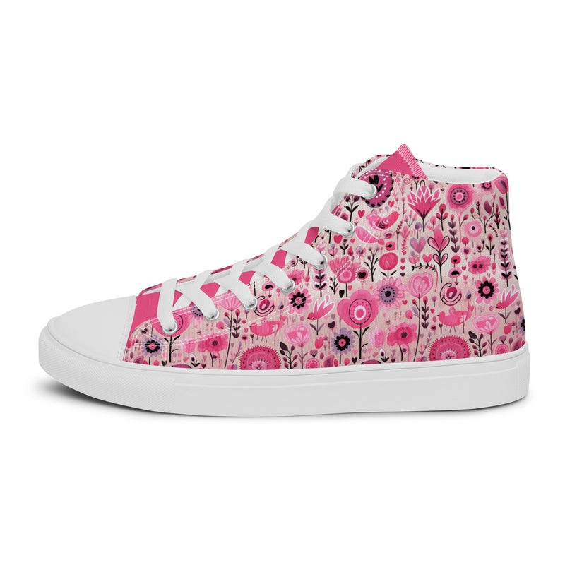 Pink Valentine Mix High Top #314 - Back View | HA!LO Canvas Sneakers