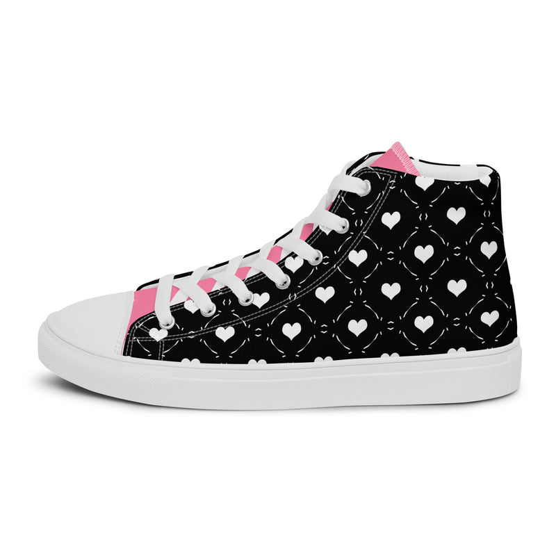 Pink Heart High Top #319 - Front View | HA!LO Canvas Sneakers