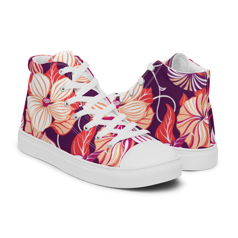 Tropical Bloom High Top #1 - Top Down View | HA!LO Canvas Sneakers